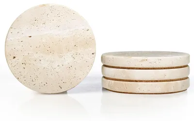 Image de Elzusha - Ensemble de 4 sous-verres en marbre naturel pour table