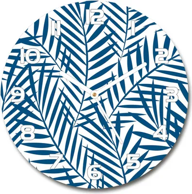 Produktbild von Wanduhr aus Glas 30fi Glasbild Glasuhr Gehärtetes Glas - weisse-zeiger - Leaves of palm