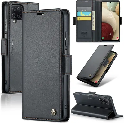 Produktbild von Galaxy A12 Hülle, Leder Brieftasche Kartenfach Schutzhülle mit Standfunktion für Samsung Galaxy A12 Schwarz