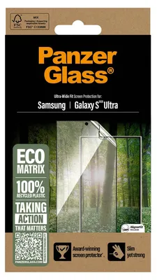 Zdjęcie produktu dla PanzerGlass ® ECO MATRIX Screen Protector Samsung Galaxy S25 Ultra | Ultra-Wide Fit, Samsung, Samsung - Galaxy S25 Ultra, Aplikacja na sucho, Odporny na zadrapania, Odporny na wstrząsy, Przezroczysty, 1 szt.