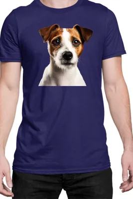Immagine prodotto di Maglietta da uomo Dogs Breeds Russell Terrier Dog Breed 005, Man L , Bleu foncé