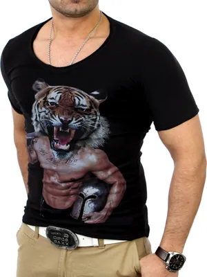 Produktbild von Reslad Herren Tigerhead T-Shirt RS-2663 Schwarz L