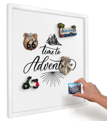 Produktbild von Magnettafel 50x50 cm mit weißem Rahmen - Magnetische Metalltafel, Magnetpinnwand zur Wandmontage für Wohnzimmer, Küche, Flur, Kinderzimmer und Büro - Die Reise der Entdeckung