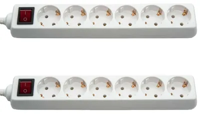 Produktbild von 2x Steckerleiste Steckdosenleiste 6-fach Rund mit Schalter on off Tischsteckdose Mehrfachsteckdose Mehrfachstecker Steckdose