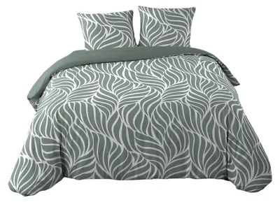 Produktbild von Bettwäsche-Set aus Baumwolle mit Blättermotiv, 240 x 220 cm