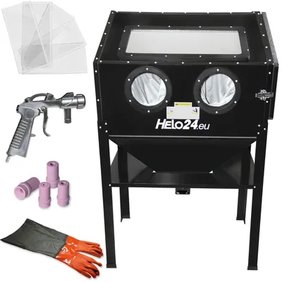 Produktbild von Sandstrahler Sandstrahlkabine 220l Sandstrahlgerät Sandstrahlpistole Schwarz