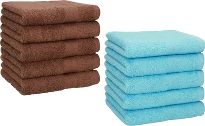 Produktbild von Betz 10 Stück Seiftücher 30x30 cm PREMIUM 100% Baumwolle  Farbe: nussbraun und türkis