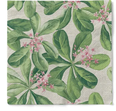 Produktbild von Tissue Serviette Jane, 3-lagig, 33 x 33 cm, 100 Stück - Mank - Floral Dschungel Blumen Blätter