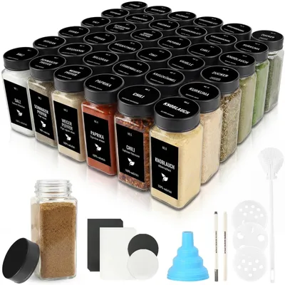 Produktbild von Solidchoice - 36 Glasbehälter für Gewürze mit Edelstahldeckel - 120 ml