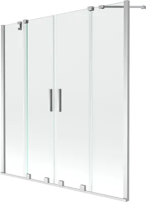 Produktbild von Mexen Velar Duo 2-Flügel-Badewannenwand Regulierbare 160 x 150 cm, transparent, chrom - 896-160-000-02-01