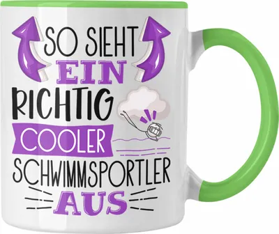 Produktbild von Trendation - Schwimmsportler Tasse Geschenk So Sieht Ein Richtig Cooler Schwimmsportler Aus Geschenkidee Spruch Lustig Becher (Grün)