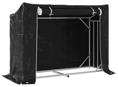 Image de vidaXL Étagère à bois de chauffage avec protection contre la pluie 151x60,5x110,5 cm Acier galvanisé