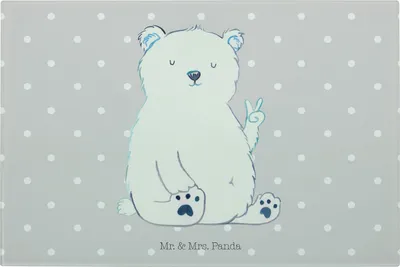 Produktbild von Mr. & Mrs. Panda Glas Schneidbrett Eisbär Faul - Grau Pastell - Geschenk, Arbeit, Küchenbrett, Nordpol, Büro, Teddy, Schneidebrett Aus, Bär, Schneidplatte, Homeoffice