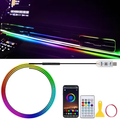 Immagine prodotto di Illuminazione interna per auto in acrilico con LED, lunghezza 110 cm, 168 LED, 6 milioni di colori, 210 modalità, controllo tramite app