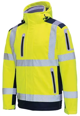 Produktbild von Vizwell Warnschutz-Wintersoftshelljacke 3 in 1 VW177D Gr. 2XL leuchtgelb/marine