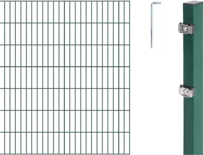 Produktbild von Alberts Doppelstabmatten Zaun, Höhe 140 cm, Länge 24 m, Zaun-Komplettset zum Einbetonieren, grün, Pfosten 60x40 mm