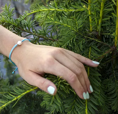 Image de Bracelet cabale bleu avec perle véritable AGB567