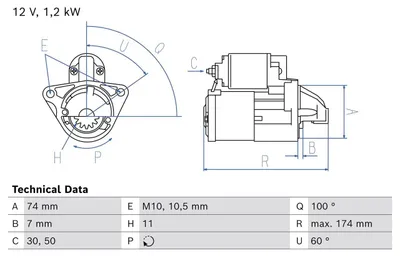 Produktbild von BOSCH 0 986 029 260 Starter Anlasser 1,2kW für MAZDA CX-5 (KE, GH) 12V