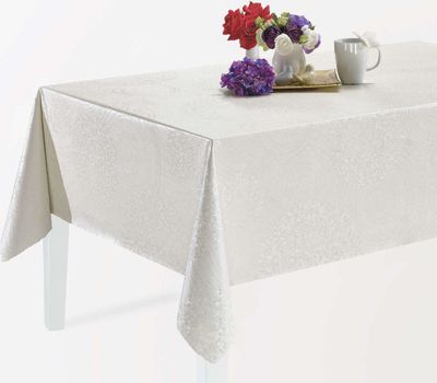Melody Wachstuch Tischdecke 200 x 140 cm eckig Geprägt weiss #3036-01