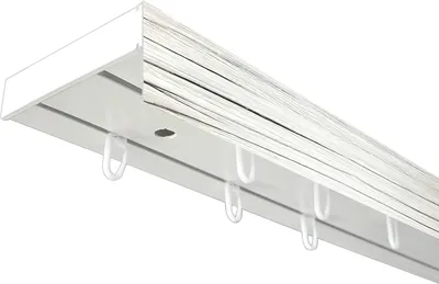 Produktbild von SN Deco - Vorhangschiene SH Set, 2-läufig, weiß 180 cm, vorgebohrt, m. Blende, Weiß-Esche, 5 cm, Komplettes Zubehör und Röllchen