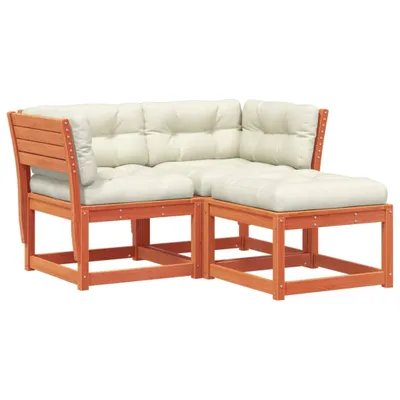 Produktbild von vidaXL 3-tlg. Garten-Sofagarnitur mit Kissen Wachsbraun Kiefernholz