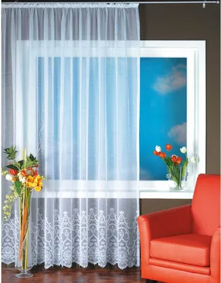 Produktbild von Gardine mit Universalband (500x245cm, Design: Felicitas) - Gardine Voile Jacquard transparente Spitzenoptik, lichtdurchlässig, pflegeleicht