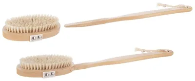Image de Brosse pour le corps - Brosse sèche et massante - 2 en 1 - 42 cm - Bois - Marron