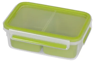 Produktbild von EMSA CLIP & GO Snackbox 1,0 L mit 2 Einsätzen, 1 l, Transparent, Polypropylen (PP), Thermoplastisches Elastomer (TPE), Deutschland, 135 mm, 195 mm