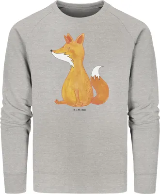 Produktbild von Mr. & Mrs. Panda Nachhaltiger Pullover Einhorn Fuchs Größe XS - Heather Grey - Geschenk, Bio, Sweatshirt, Sweater, Pulli, Füchse, Rundhals, Einhörner, Unicorns, Unicorn