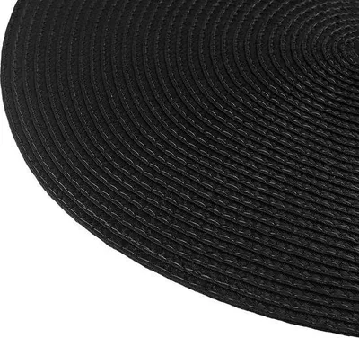 Obrázok produktu pre Sada 12 plastových podtáciek pod taniere – Odolné voči teplu – Vhodné do umývačky riadu – 38 cm – Elegantná čierna farba – Okrúhle podtácky
