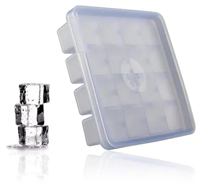 Produktbild von Eiswürfelform | großer Silikon-Eiswürfelbehälter mit Deckel, BPA-frei und stapelbar