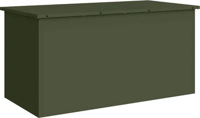 Image de vidaXL Bac de stockage extérieur Olive Vert 100 x 50,5 x 50 cm Acier