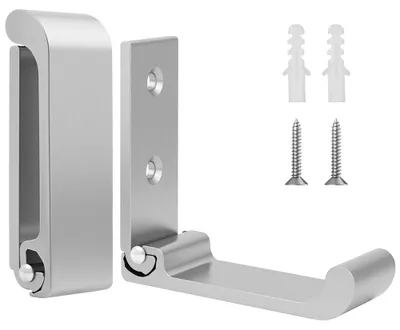 Productafbeelding van 2 wandhaken voor garderobe, ruimtebesparend, inklapbare garderobe, wandgarderobe, hakenlijst voor jassen en sjaals (zilver)