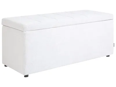 Obrázok produktu pre BELIANI Taburet krémová biela 100 x 42 x 40 cm polyester čalúnená taburetka úložný priestor obývacia izba moderný štýl