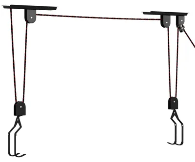Produktbild von WELLGRO Fahrrad Deckenlift - Stahl, Fahrradlift schwarz, Fahrrad Deckenhalterung, Fahrradhalterung Tragkraft bis 23 kg, Deckenmontage