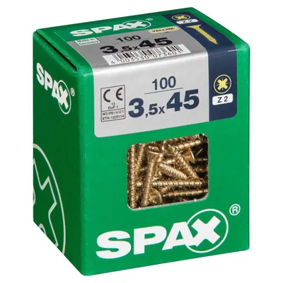 Produktbild von SPAX 4081020350457, Schraube, Stahl, Zink, Holz, Flachkopf, Pozidriv, Gelb