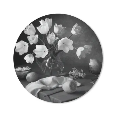 Produktbild von MuchoWow® Mauspad Mousepad Stilleben - Blumen - Schwarz und weiß 50x50 cm - Mousepads - Maus Mat - Pad - Mausunterlage - Vinyl
