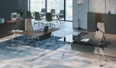 Produktbild von Eckschreibtisch Bürotisch Computertisch Büromöbel Designermöbel Glastisch Neu