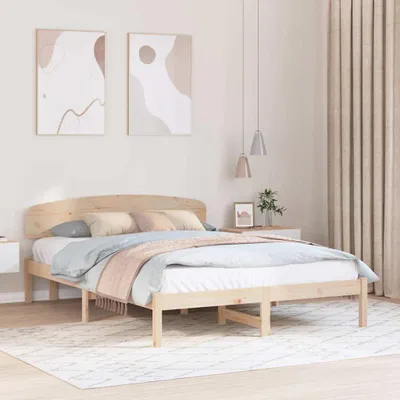 Image de Maison Exclusive - Cadre de lit avec tête de lit Nature 150 x 200 cm Bois de pin massif