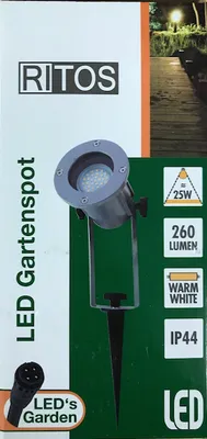Produktbild von Ritos LED's Garden LED Gartenspot mit Erdspieß 3W silber warmweiß 3000K