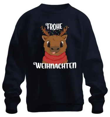 Produktbild von Frohe Weihnachten Rentier Süß - Weihnachten Sweatshirt Pullover, Navy, M
