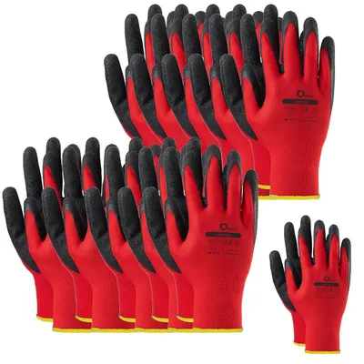 Produktbild von 12 Paar Arbeitshandschuhe Gr. 10 Latex beschichtet Late Red Montagehandschuhe