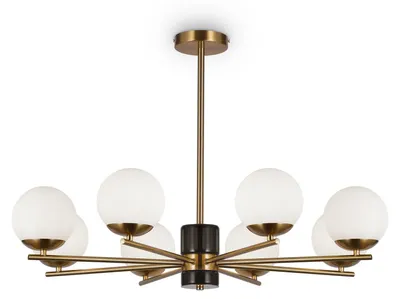 Image de Suspension, métal verre, laiton, 8 flammes, D 81 cm