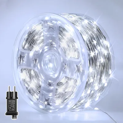 Lichtschnur 120 LEDs 12 m kaltweiß, 8 Modi, IP44, Kupferdraht