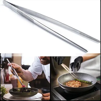 Obrázok produktu pre CHPN – Kuchárske kliešte – Veľké kliešte – Kuchárske kliešte – Pre presné varenie – Nerezová oceľ – 21 cm – Kliešte na prípravu jedál – Chef – Kuchár