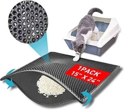 Immagine prodotto di Tappetino in silicone per la lettiera del gatto, antiscivolo, impermeabile, grigio, 61x38 cm