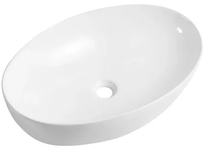 Zdjęcie produktu dla szkło ceramiczneO – Umywalka ceramiczna Alesio – do montażu na blacie – biała z połyskiem – 62 x 42 cm