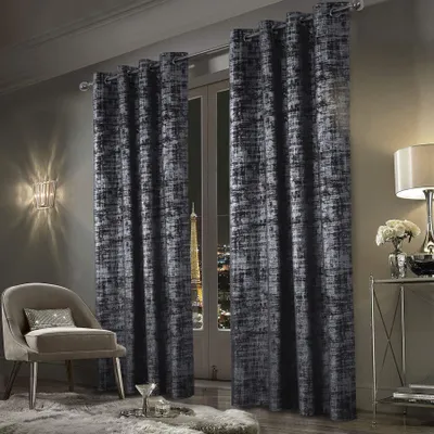 Verdunkelnde Samtvorhänge mit Silbermuster, 2er-Set, 260x140 cm, anthrazit