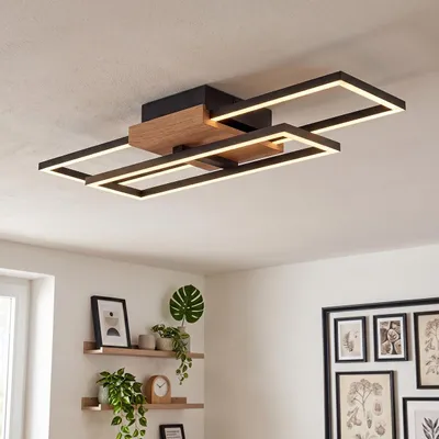 Produktbild von Casamassella »Casamassella« Deckenlampe, Metall/MDF/Kunststoff, Schwarz/Holzoptik