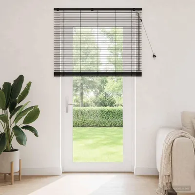 Immagine prodotto di Persiana oscurante, colore nero, 130 x 250 cm, spessore 35 mm, realizzata in legno di paulownia massello